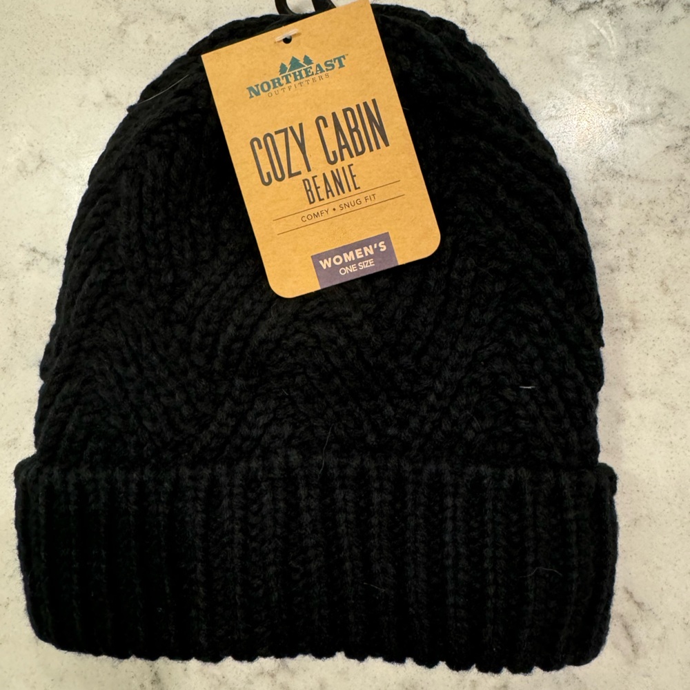 Cozy Cabin Black Beanie